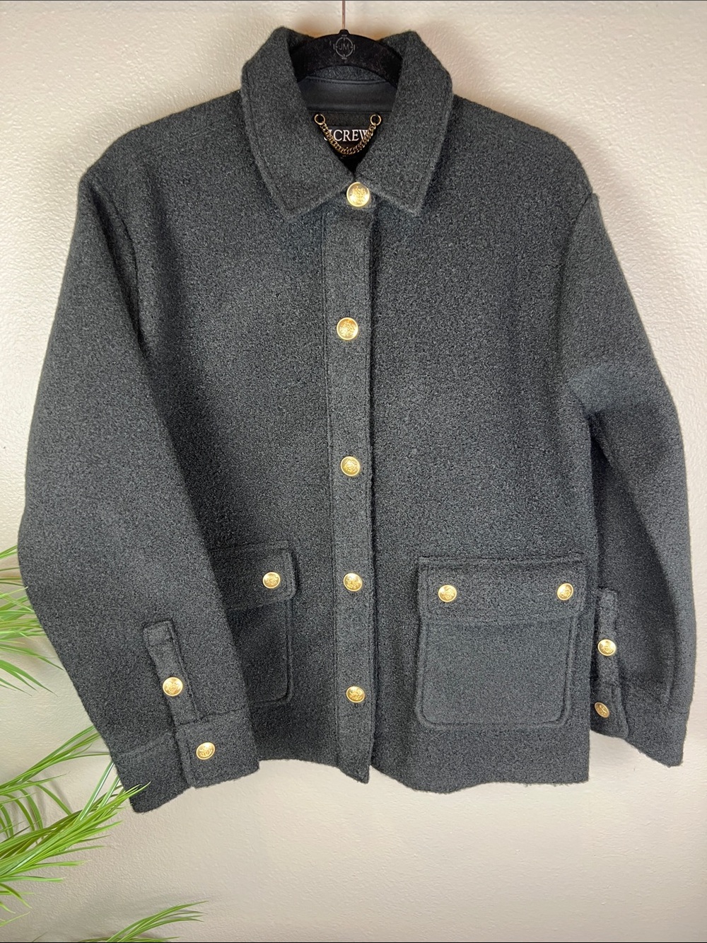 J. Crew Black Pea Coat with Military Gold Buttons Small